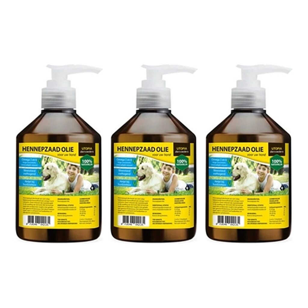 Utopia hennepzaadolie hond 500 ml met pompje – multipack 3 stuks