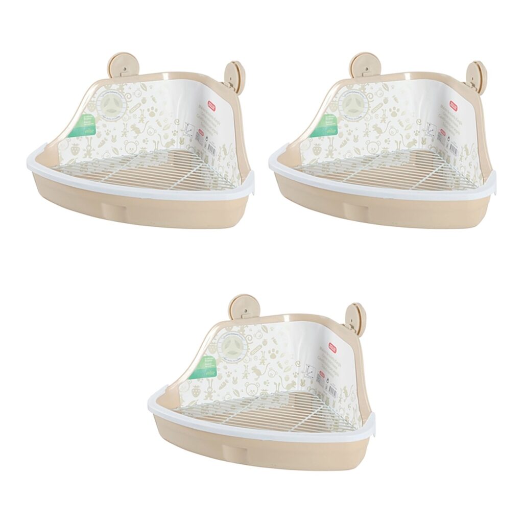 Zolux hoektoilet knaagdier beige S 32 cm – 3 stuks, met opstapje (multipack)