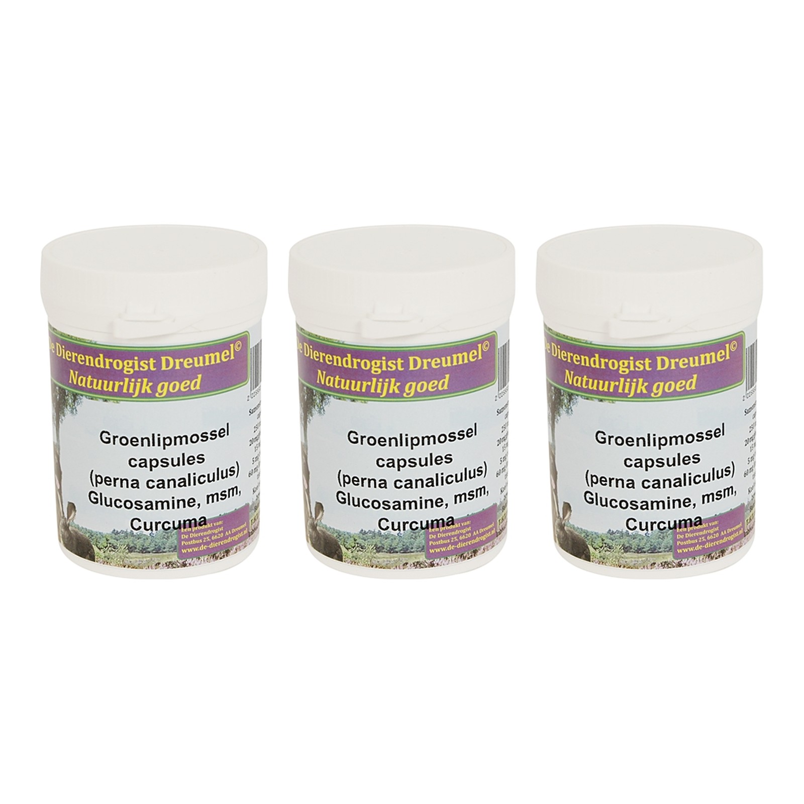 Dierendrogist groenlipmossel met glucosamine, MSM en curcuma 150 stuks – 3 stuks (multipack) - Afbeelding 1
