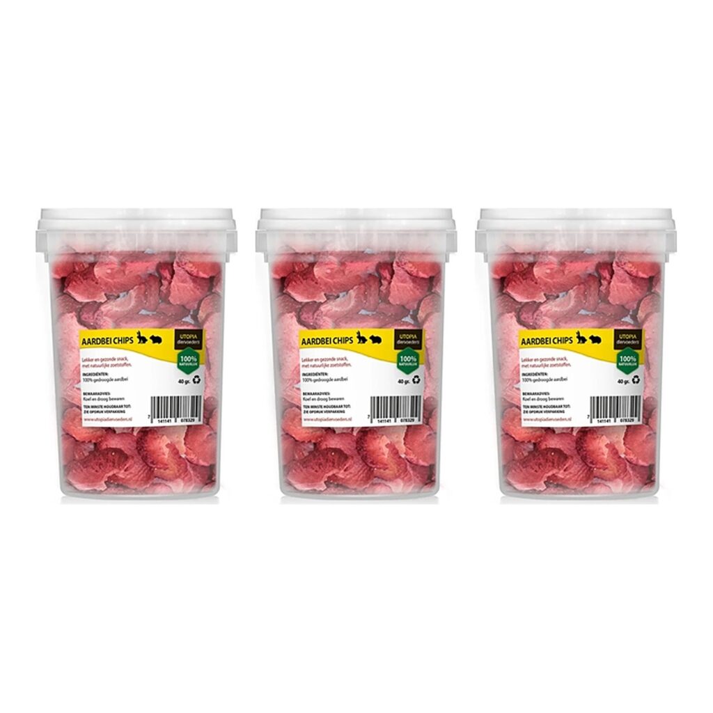 Utopia aardbeichips 50 g – gedroogde fruitsnack, multipack 3 stuks