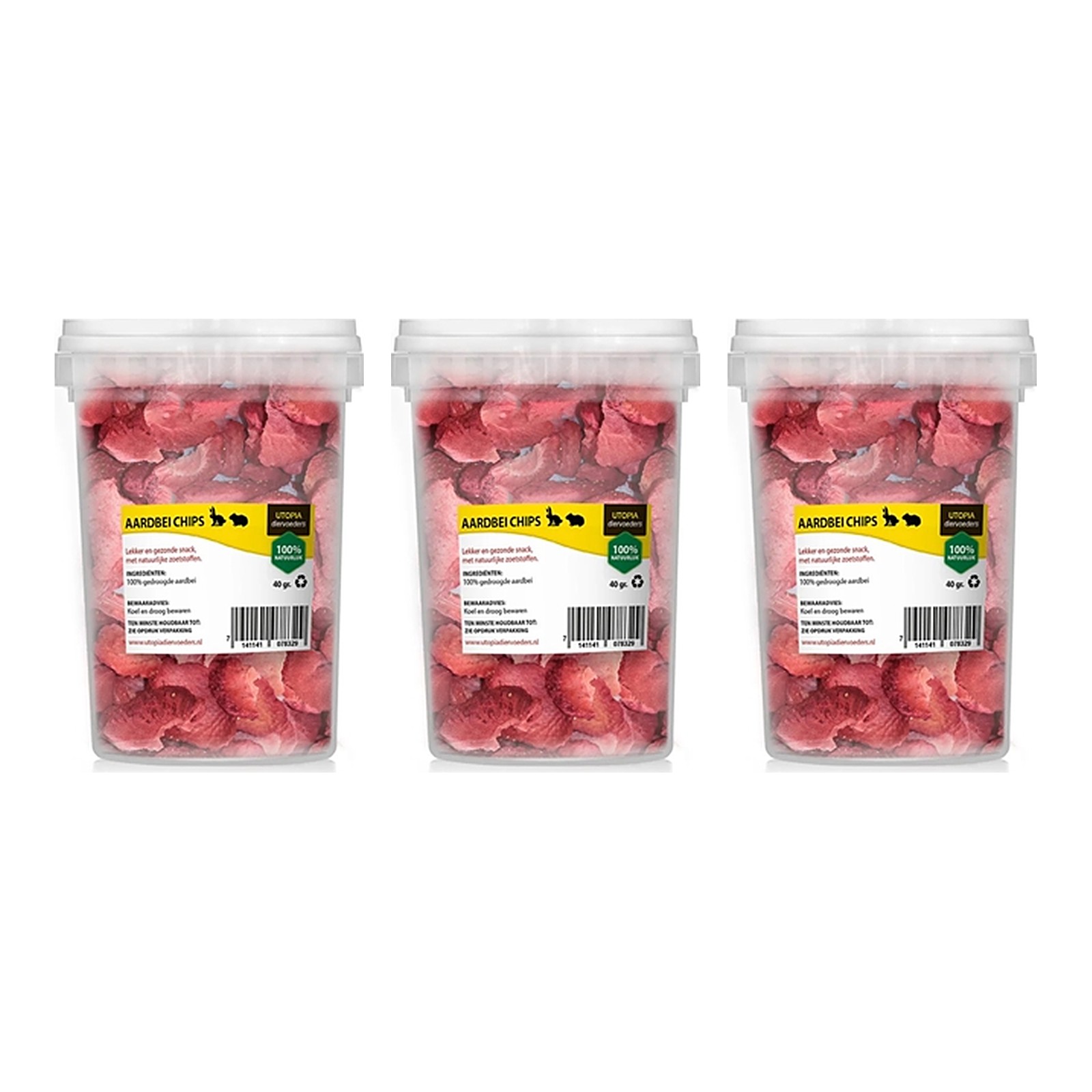 Utopia aardbeichips 50 g – gedroogde fruitsnack, multipack 3 stuks - Afbeelding 1