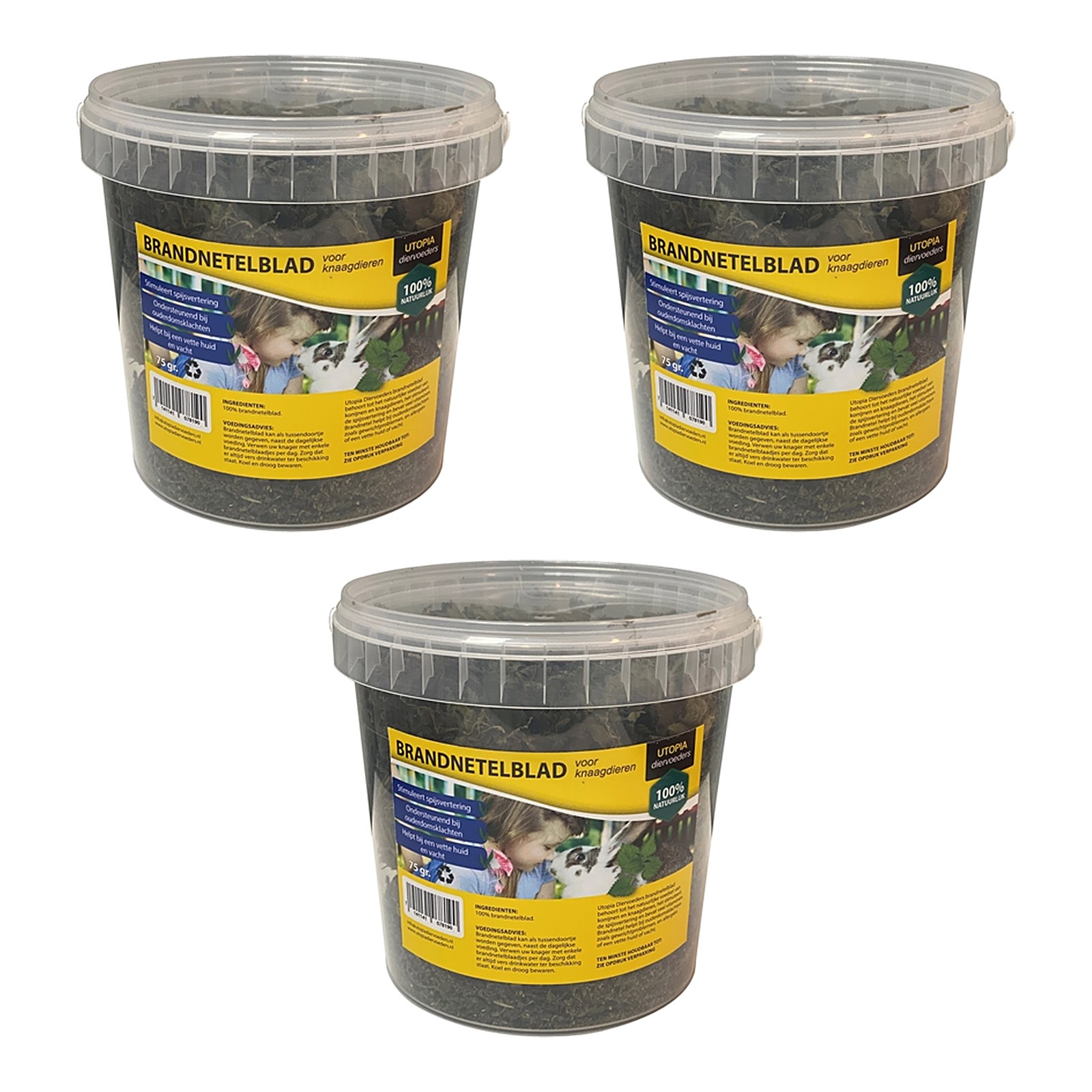 Utopia brandnetelblad knaagdieren 75 g – multipack 3 stuks - Afbeelding 1