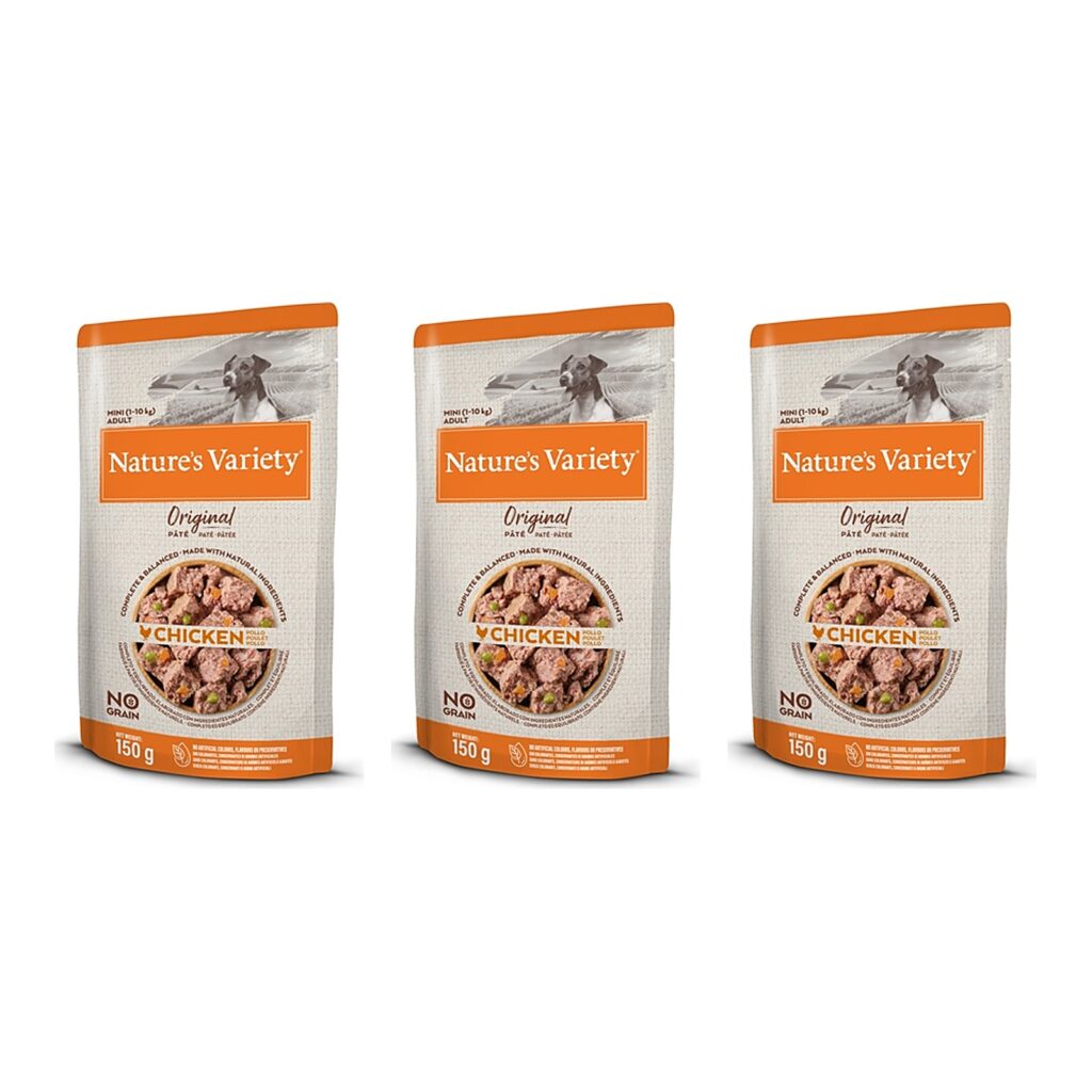 Nature's Variety Original hondenvoer Mini Pouch kip 8 x 150 g – 3 stuks, graanvrij (multipack)