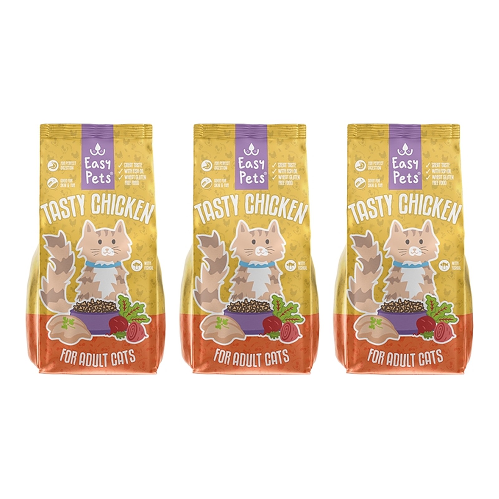Easypets kattenvoer Tasty Chicken Adult 1,5 kg – 3 stuks, kip (multipack) - Afbeelding 1