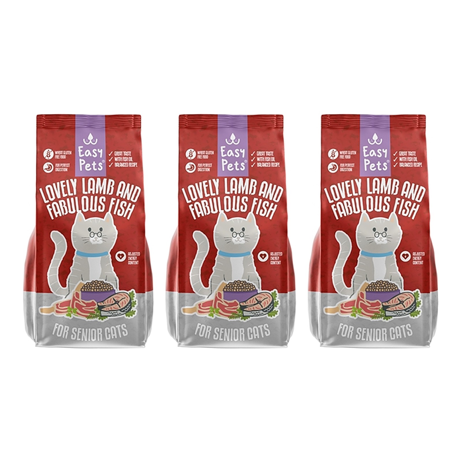 Easypets kattenvoer Senior Lovely Lamb & Fabulous Fish 1,5 kg – 3 stuks (multipack) - Afbeelding 1