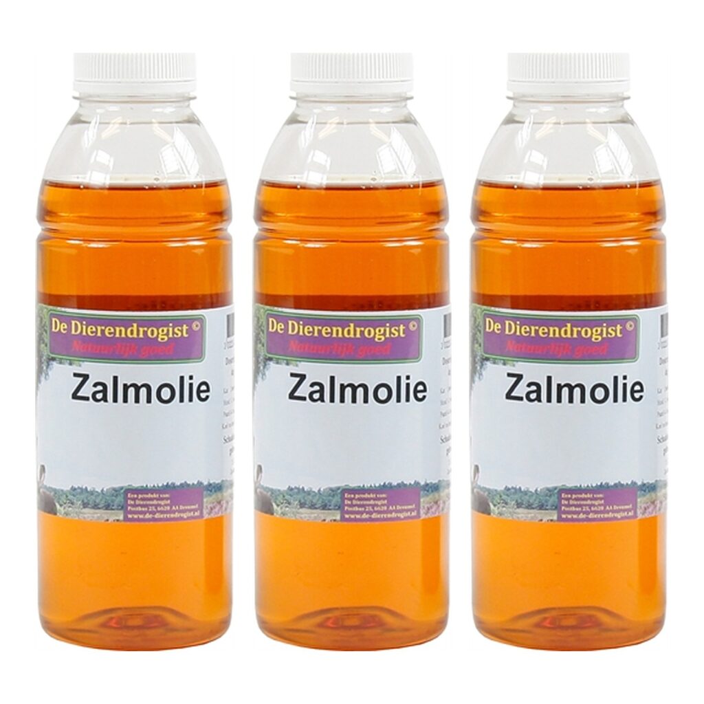 Dierendrogist zalmolie 500 ml – 3 stuks, voor vacht en huid van hond en kat (multipack)