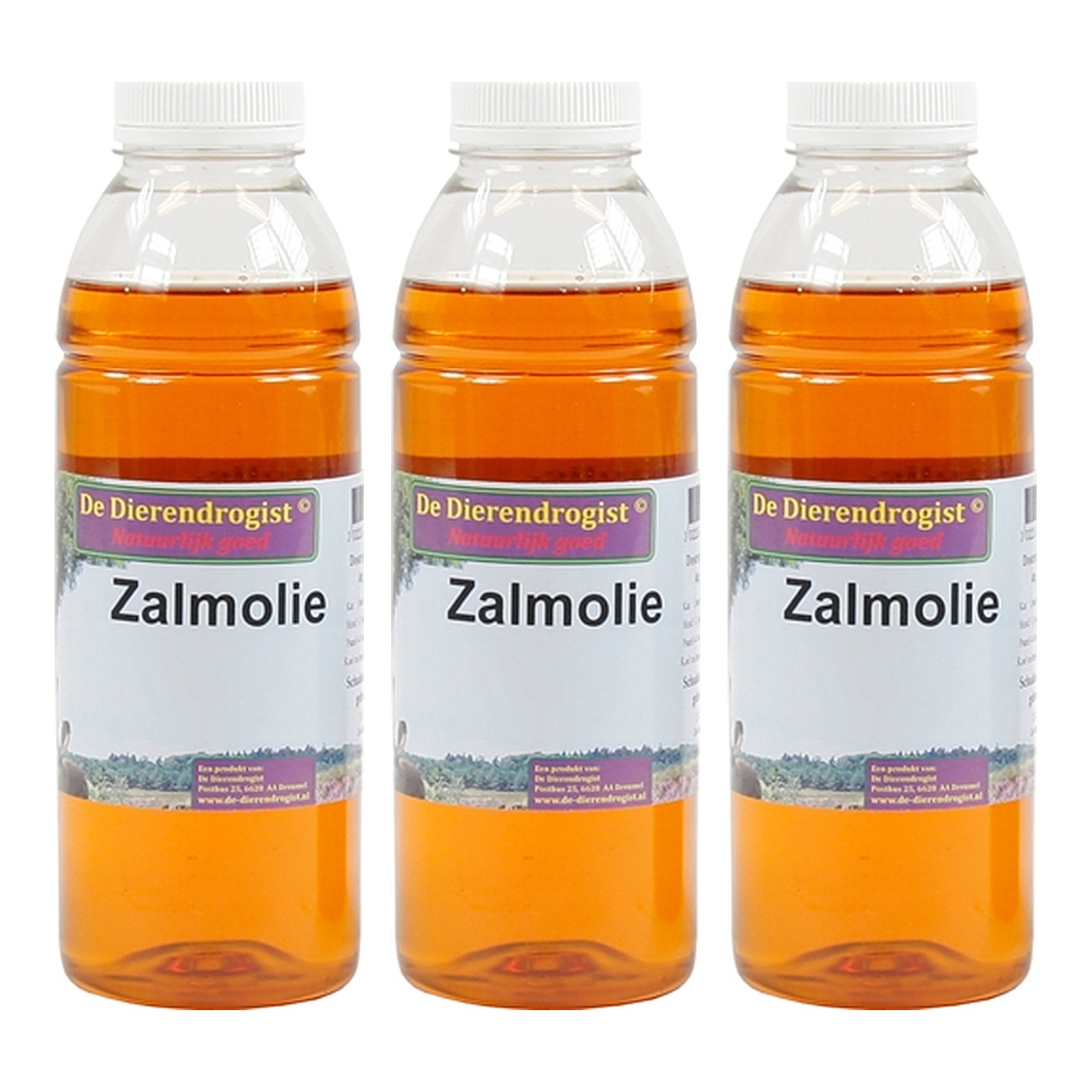 Dierendrogist zalmolie 500 ml – 3 stuks, voor vacht en huid van hond en kat (multipack) - Afbeelding 1