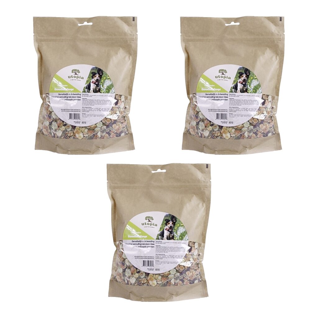 Utopia groentemelange 800 g – 3 stuks, aanvullend diervoeder voor honden (multipack)