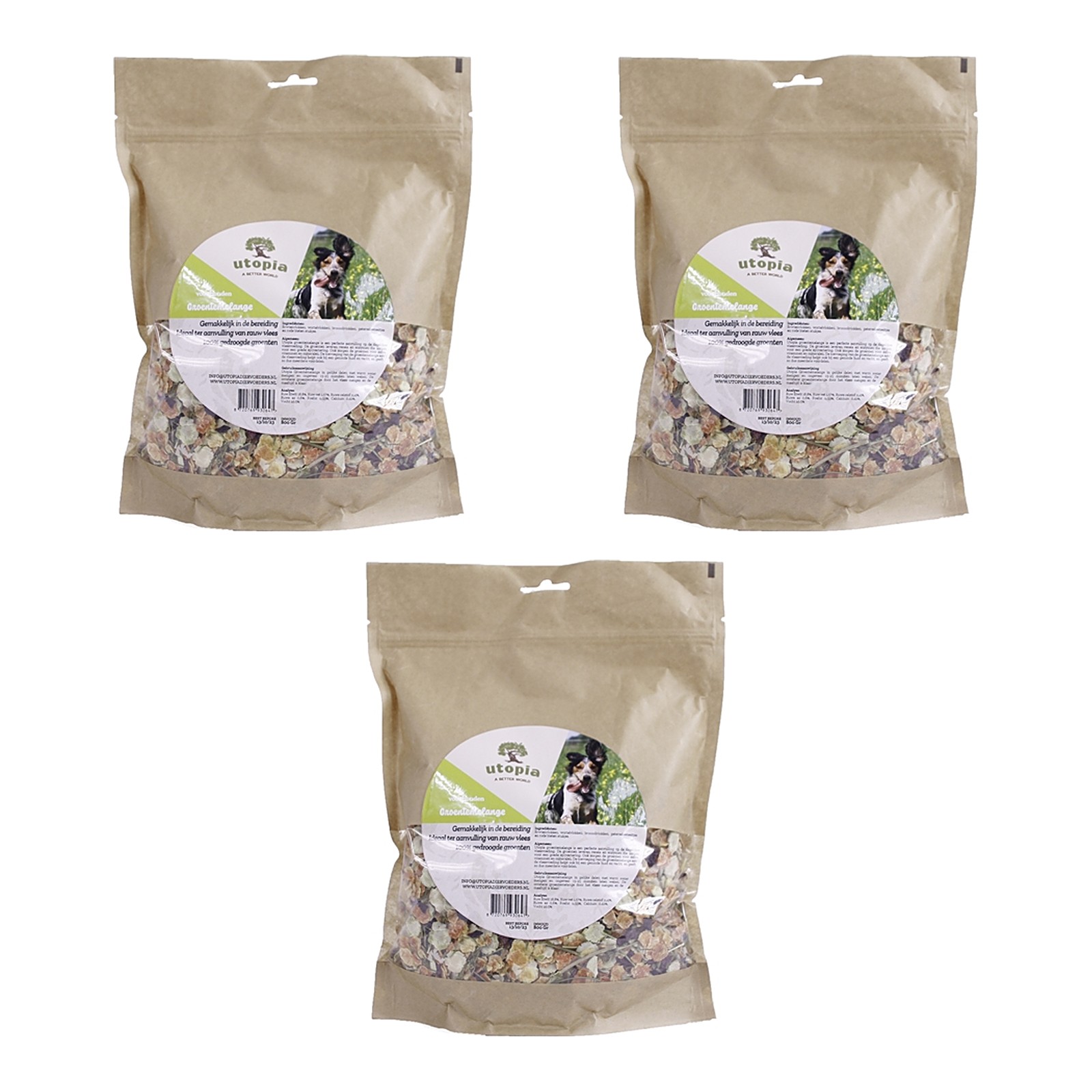 Utopia groentemelange 800 g – 3 stuks, aanvullend diervoeder voor honden (multipack) - Afbeelding 1