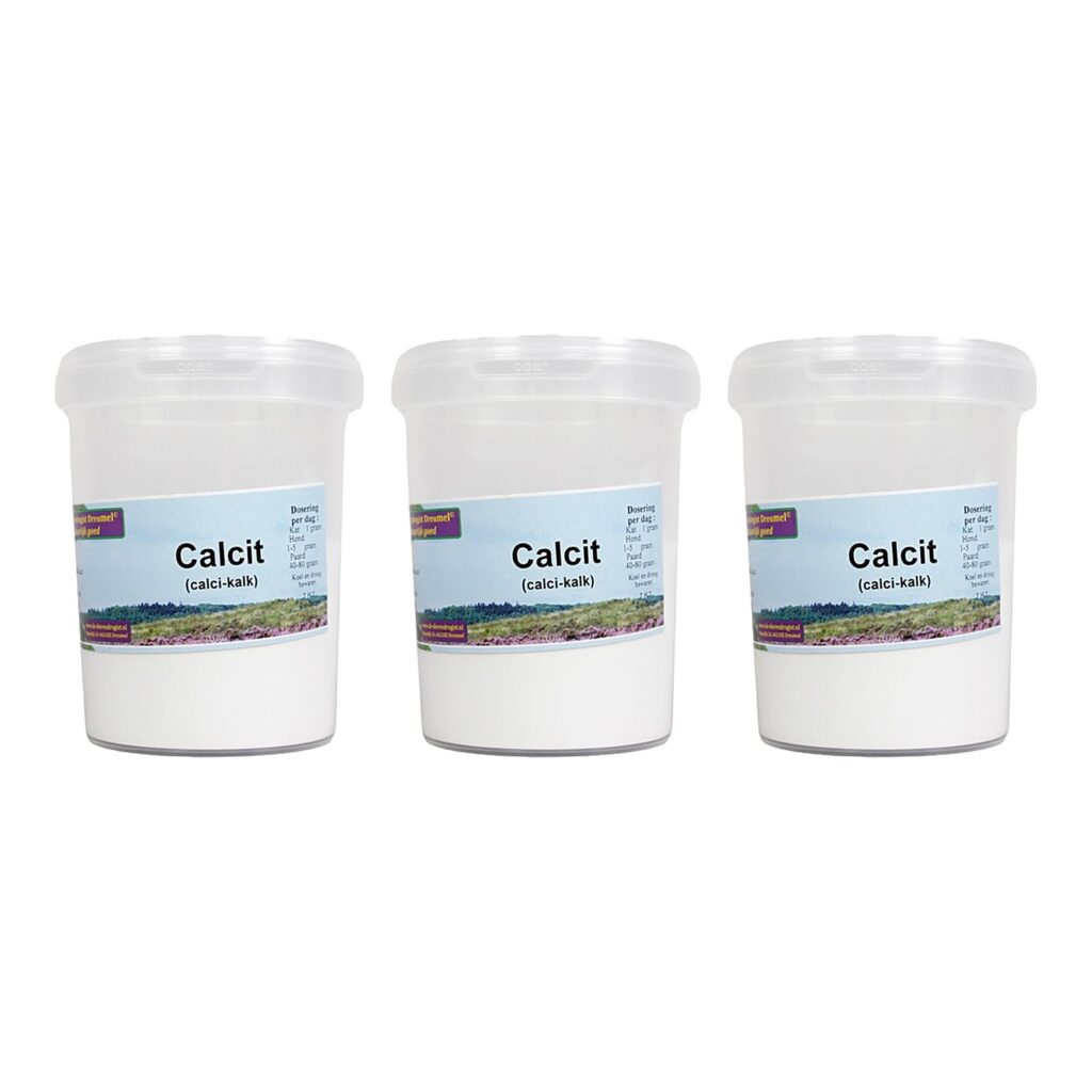 Dierendrogist Calcit calciumcitraat 250 g – 3 stuks, hond, kat en paard (multipack)