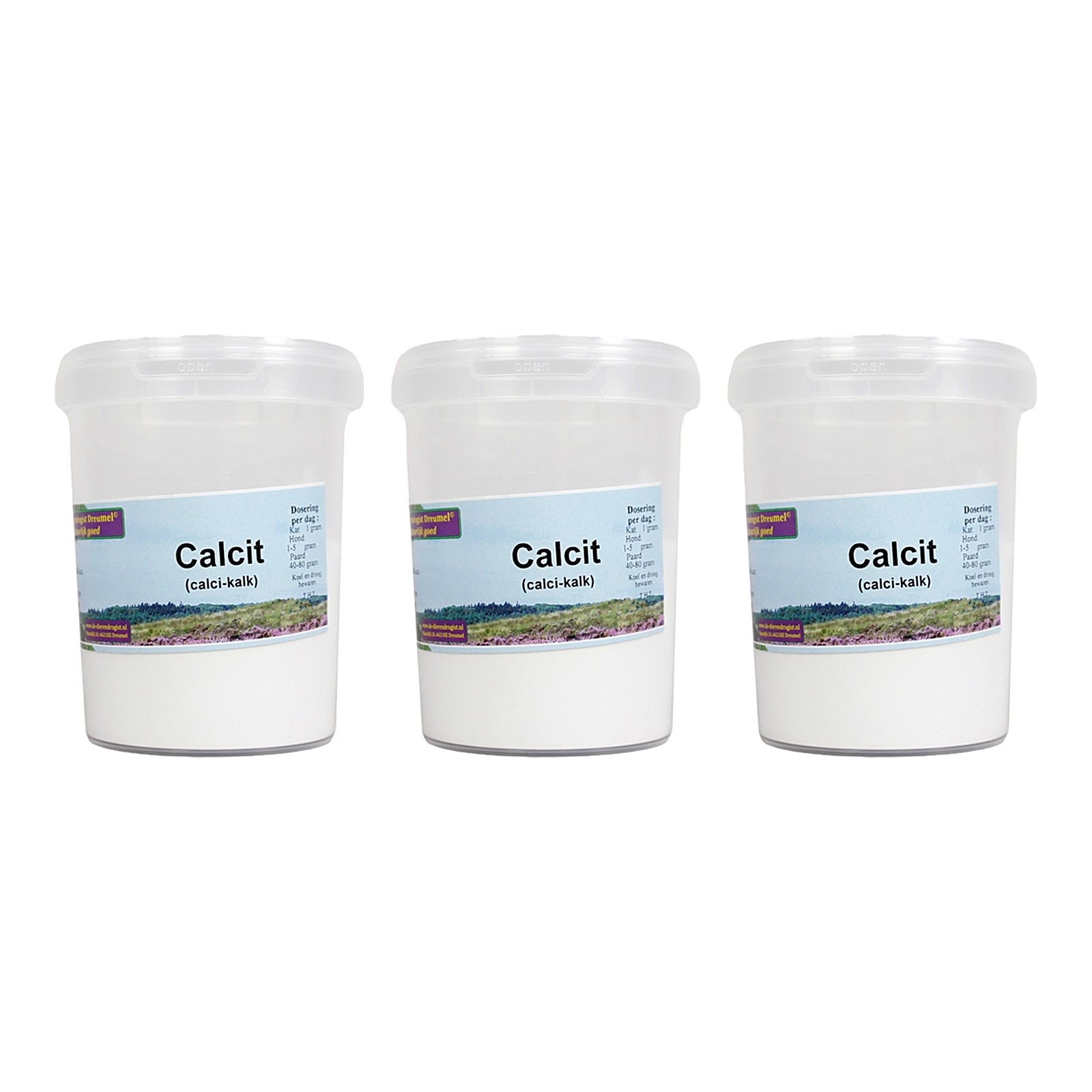 Dierendrogist Calcit calciumcitraat 250 g – 3 stuks, hond, kat en paard (multipack) - Afbeelding 1