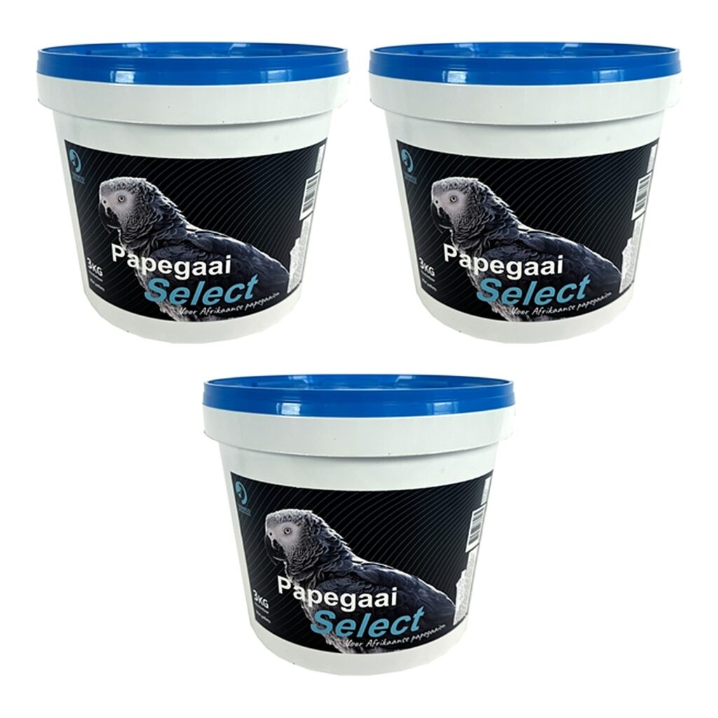 Hareco Papegaai Select papegaaienvoer met pellets 3 kg – 3 stuks, fruitblokjes (multipack)