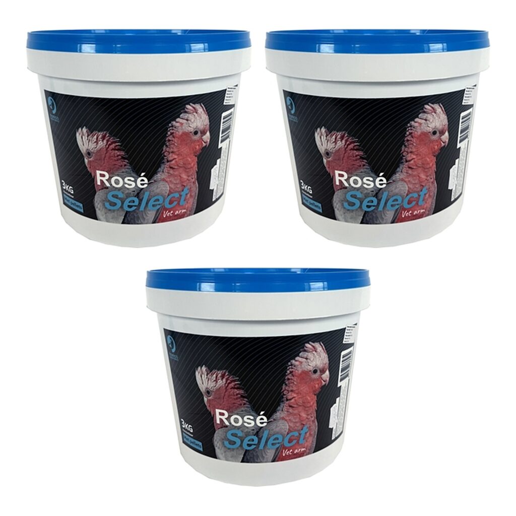 Hareco Rose Select vogelvoer met pellets 3 kg – 3 stuks, voor Rosé kaketoes (multipack)