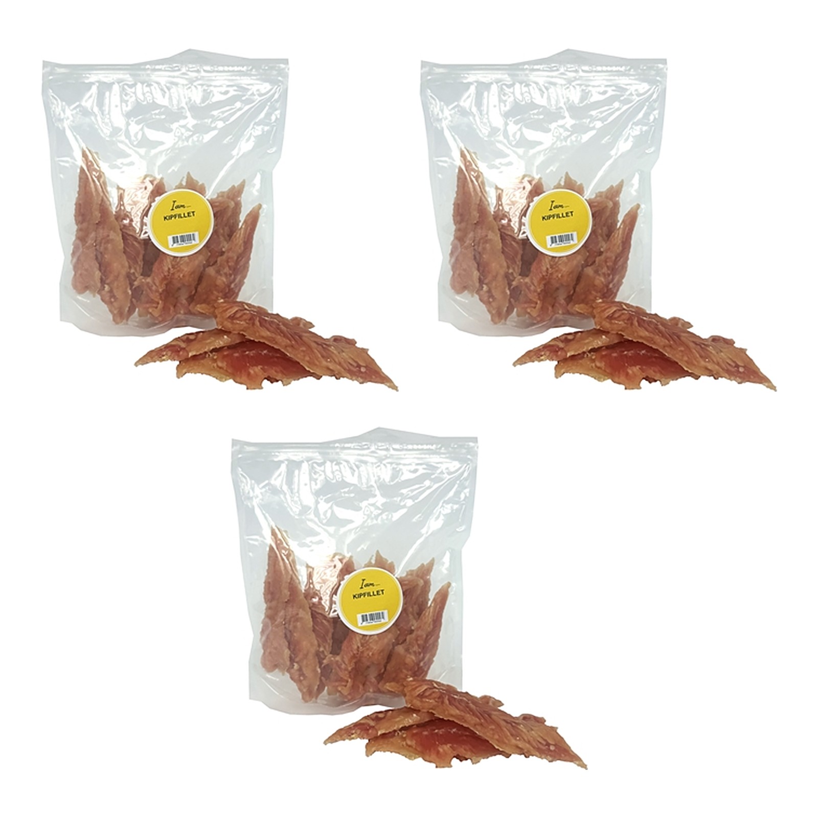 I Am kipfilet kauwsnack 500 g – 3 stuks, gedroogde kip voor honden (multipack) - Afbeelding 1