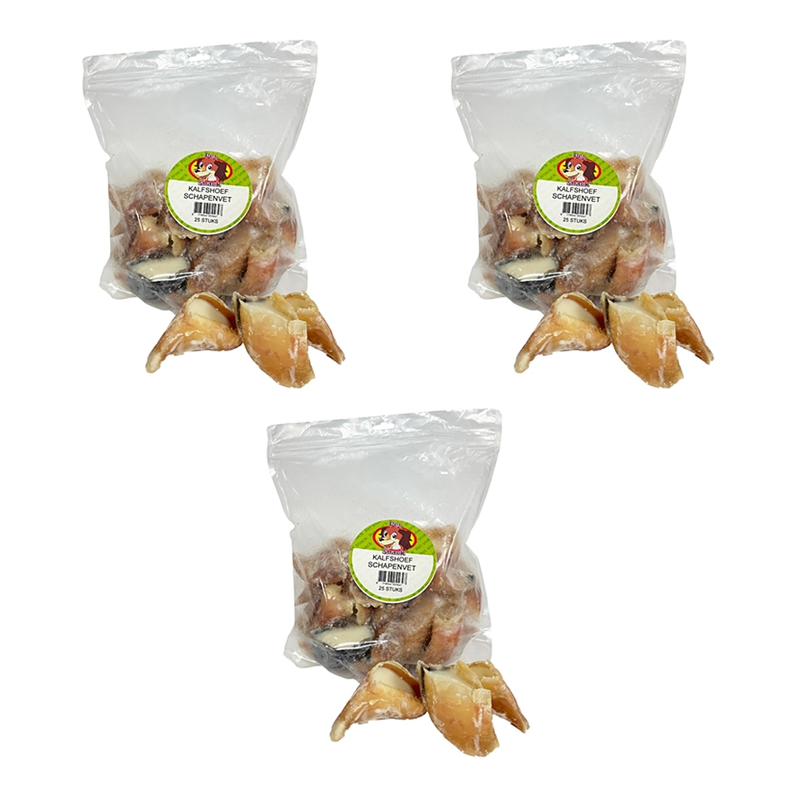 Petsnack kalfshoef met schapenvet groot 25 stuks – 3 stuks, hondensnack (multipack) - Afbeelding 1
