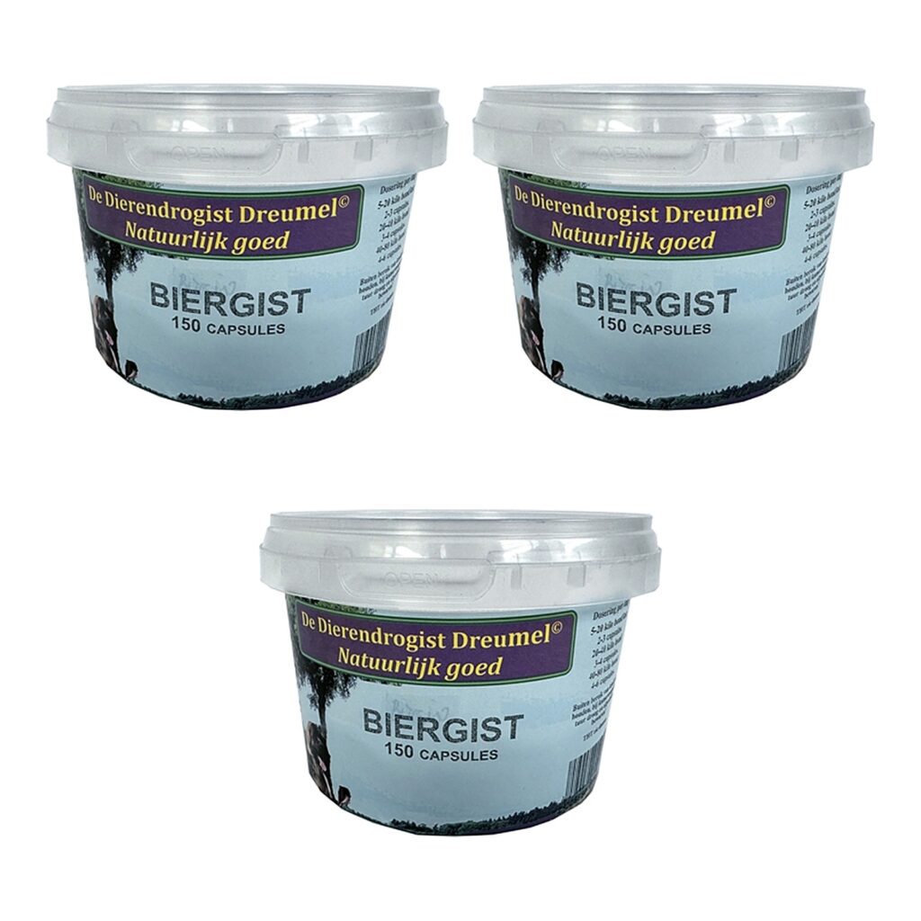 Dierendrogist biergist capsules 150 stuks – 3 stuks, voor hond en kat (multipack)