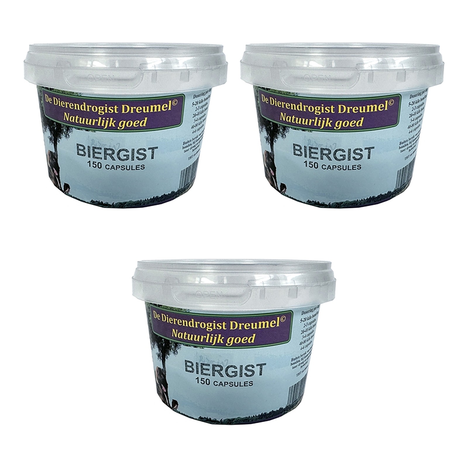 Dierendrogist biergist capsules 150 stuks – 3 stuks, voor hond en kat (multipack) - Afbeelding 1