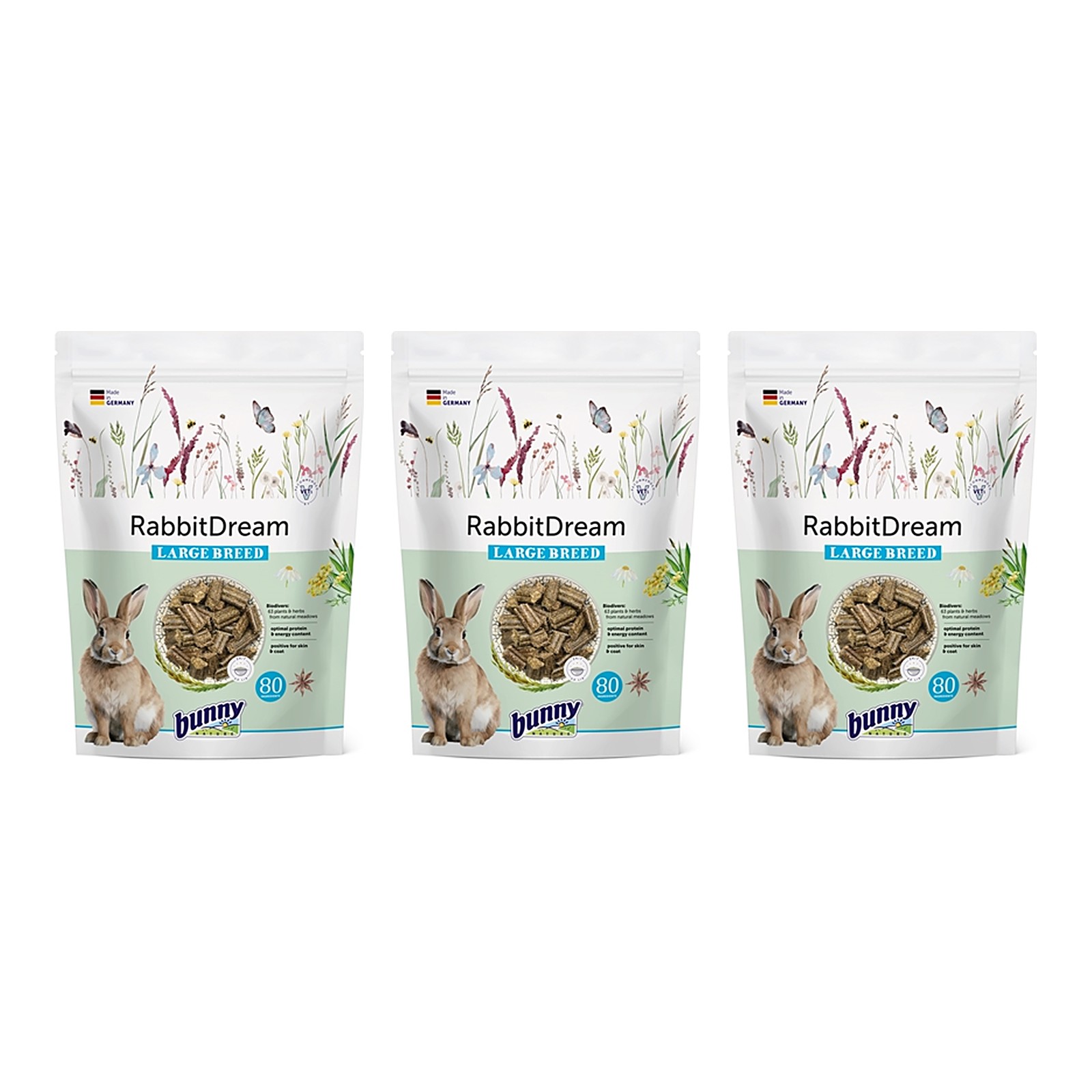 Bunny Nature Konijnendroom Large Breed konijnenvoer 1,5 kg – 3 stuks, groot ras (multipack) - Afbeelding 1