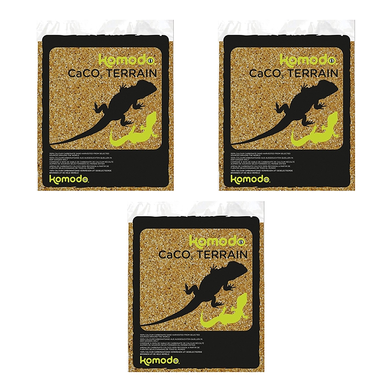 Komodo Caco zand caramel 4 kg – 3 stuks, terrariumzand van calciumcarbonaat (multipack) - Afbeelding 1