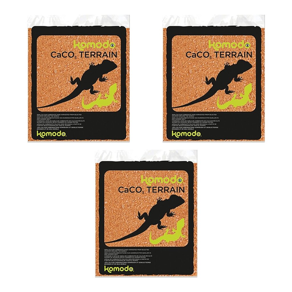 Komodo Caco zand terracotta 4 kg – 3 stuks, terrariumzand van calciumcarbonaat (multipack)