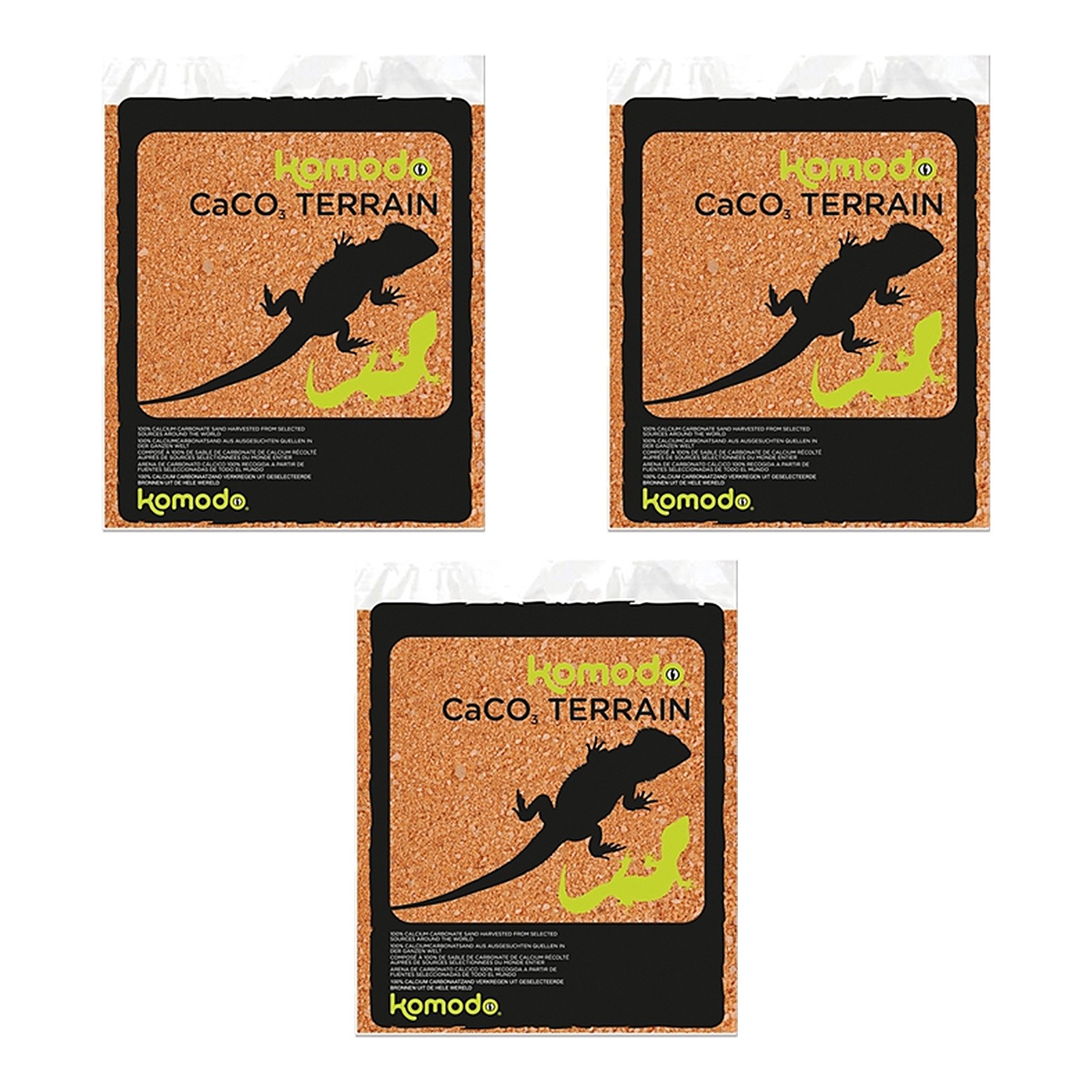 Komodo Caco zand terracotta 4 kg – 3 stuks, terrariumzand van calciumcarbonaat (multipack) - Afbeelding 1