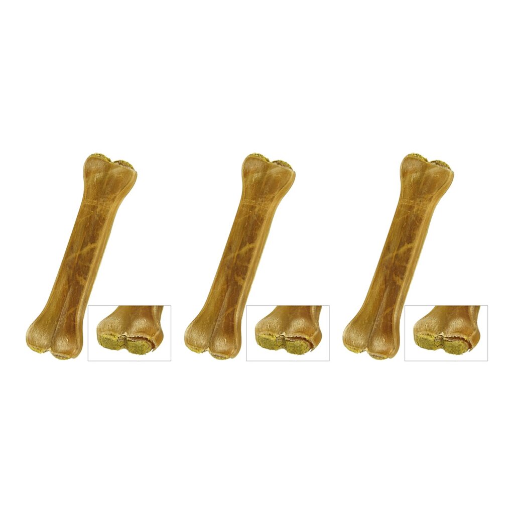 Petsnack geperst bot gevuld met kip 8 inch (20 cm) – 3 stuks, buffelhuid, 5 stuks (multipack)