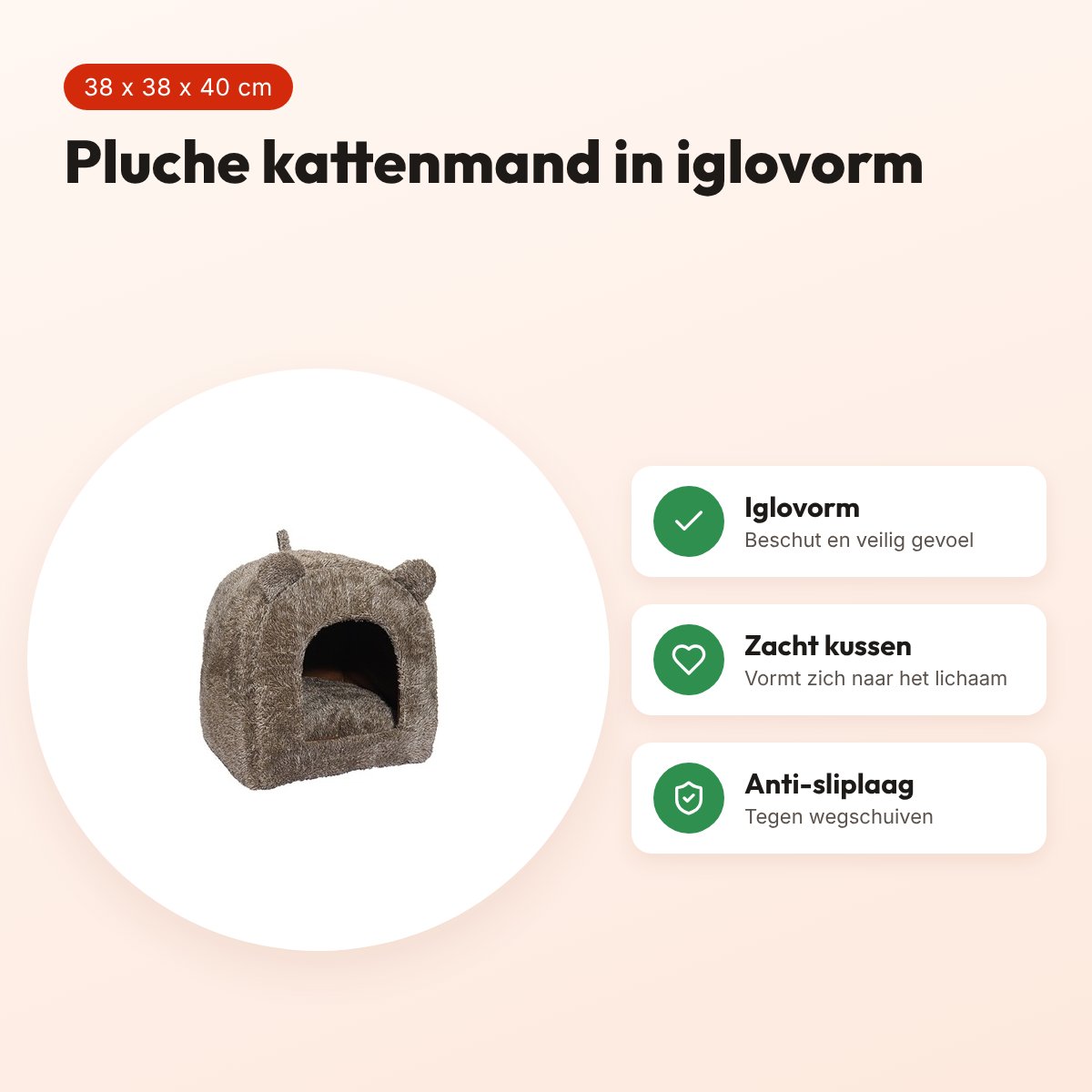 40 Winks kattenmand iglo Teddy bruin 38 x 38 x 40 cm – pluche – voordelen
