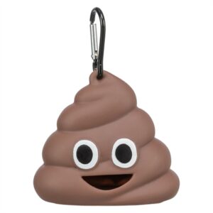 Trixie poepzakhouder drol-emoji bruin 8 x 5 cm met 15 zakjes, 4 stuks - Afbeelding 1
