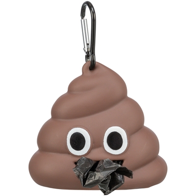 Trixie poepzakhouder drol-emoji bruin 8 x 5 cm met 15 zakjes, 4 stuks