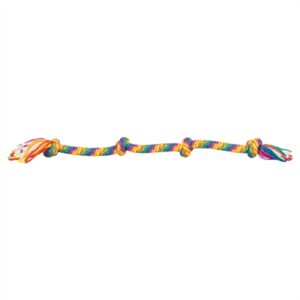 Trixie flostouw regenboog 91 cm – lang touw met knopen - Afbeelding 1