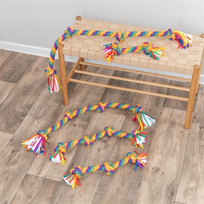 Trixie flostouw regenboog 91 cm – lang touw met knopen