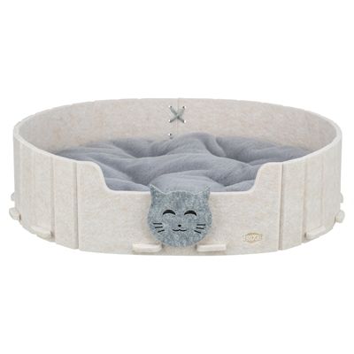 Trixie kattenmand Emelie vilt ovaal zand/grijs 50 x 42 x 9 cm