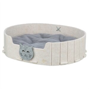 Trixie kattenmand Emelie vilt ovaal zand/grijs 50 x 42 x 9 cm - Afbeelding 4