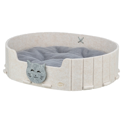 Trixie kattenmand Emelie vilt ovaal zand/grijs 50 x 42 x 9 cm