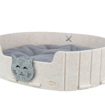 Trixie kattenmand Emelie vilt ovaal zand/grijs 50 x 42 x 9 cm