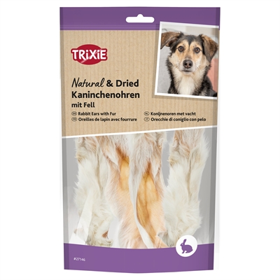 Trixie konijnenoren met vacht 6 x 100 g – gedroogde hondensnack
