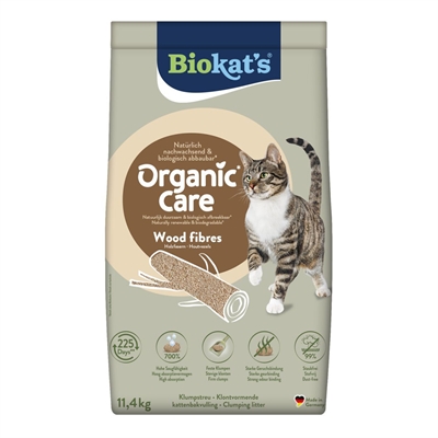 Biokat's kattenbakvulling Organic Care houtvezel 11,4 kg – klontvormend