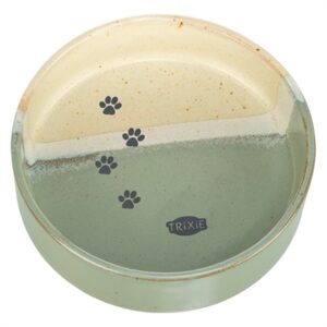 Trixie voerbak/drinkbak met pootprint keramiek groen/beige 12 x 12 x 3,5 cm - Afbeelding 1