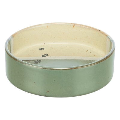 Trixie voerbak/drinkbak met pootprint keramiek groen/beige 12 x 12 x 3,5 cm