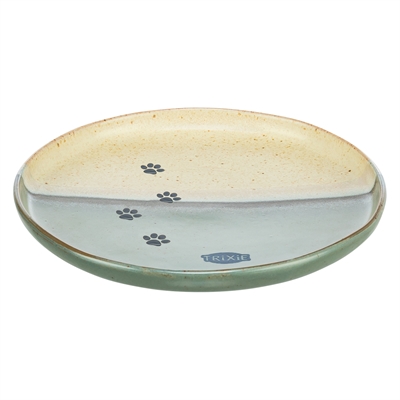 Trixie voerbak/drinkbak met pootprint keramiek groen/beige 16 x 16 x 2 cm