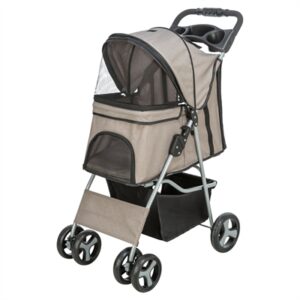 Trixie hondenbuggy taupe – voor honden en katten tot 15 kg - Afbeelding 1