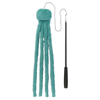 Trixie kattenhengel telescopisch met pluche octopus groen 106 cm