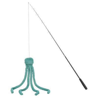Trixie kattenhengel telescopisch met pluche octopus groen 106 cm
