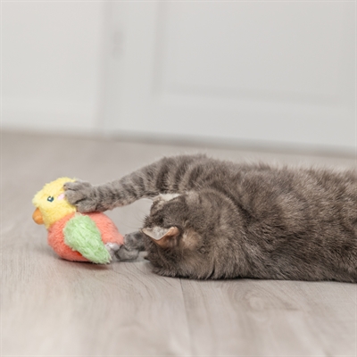 Trixie spartel vogel pluche 10 cm – oplaadbaar kattenspeeltje