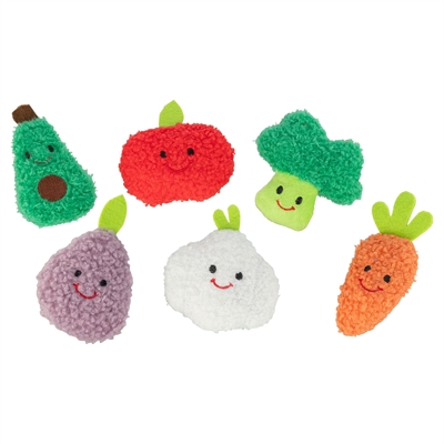 Trixie kattenspeeltje groenten en fruit pluche met catnip 11 cm – 48 stuks