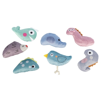 Trixie kattenspeeltje dino's en dieren pluche met catnip 9 cm – 70 stuks