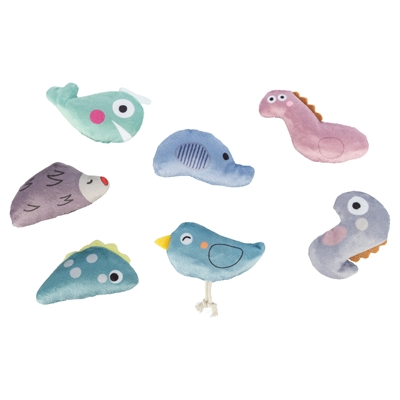 Trixie kattenspeeltje dino's en dieren pluche met catnip 9 cm – 70 stuks