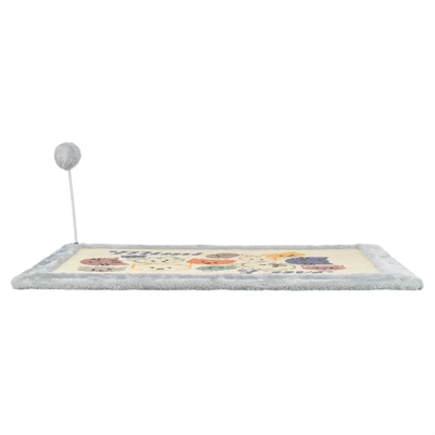 Trixie krabmat Mimi met speeltje grijs 70 x 45 cm – sisal met pluche rand