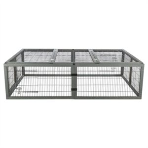 Trixie konijnenren met afdekking hout grijs 174 x 109 x 48 cm - Afbeelding 1