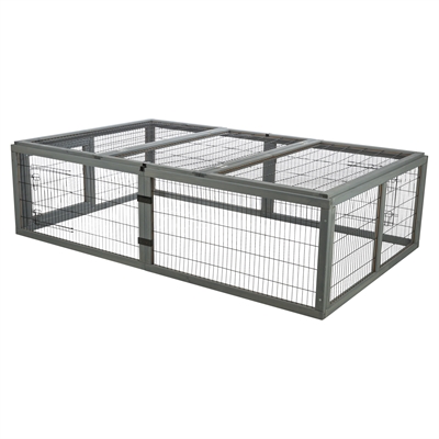 Trixie konijnenren met afdekking hout grijs 174 x 109 x 48 cm
